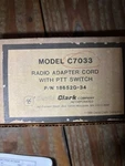 C7033 18652G-34 David Clark Radio Adapter Cord New Surplus. Price: $265.00.