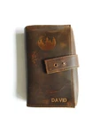 Heavy Duty Distressed Leather Cable Cord Organizer Personalized David Redwood Open. Price: $35.00.