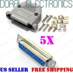 5X DB25 25-PIN Female Solder Cup Connector & Plastic Hood Shell Hardware DB-25 New. Price: $11.95.