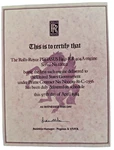 Pegasus Rolls Royce Engine #1 For Av 8B Harrier Jet Certificate Of Delivery 1984 Used. Price: $34.95.