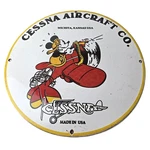 Vintage Cessna Aircraft Sign - Mickey Mouse Gas Pump Airplane Porcelain Used. Price: $109.47.